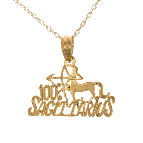 14k Gold Small Sagittarius Centaur Charm Necklace